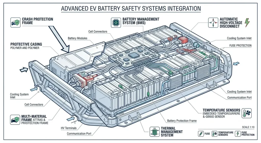 Safety features of an electric vehicle battery pack