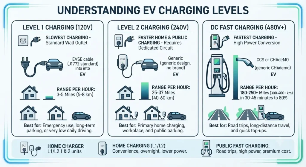 Level 1 Level 2 and DC fast charging explained for electric cars