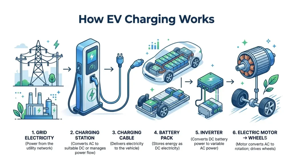 How EV charging works infographic