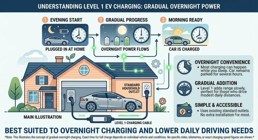 Level 1 EV charging speed and overnight charging range