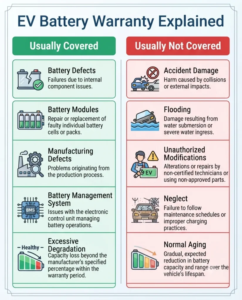 EV battery warranty coverage infographic