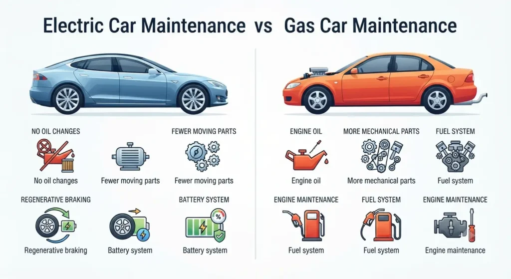 Electric car maintenance compared with gasoline car maintenance
