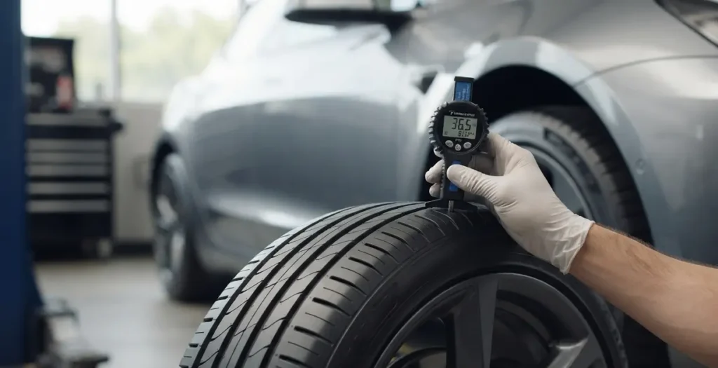 Electric vehicle tire maintenance and tire pressure inspection