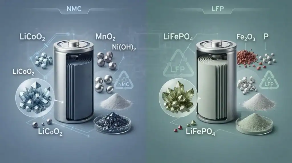 NMC and LFP EV battery chemistry and recycling comparison