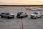 Three upcoming electric trucks Slate Telo and Scout style compared at proving ground