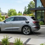 Electric vehicle charging at home before routine maintenance inspection