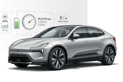 EV efficiency calculator showing miles per kWh