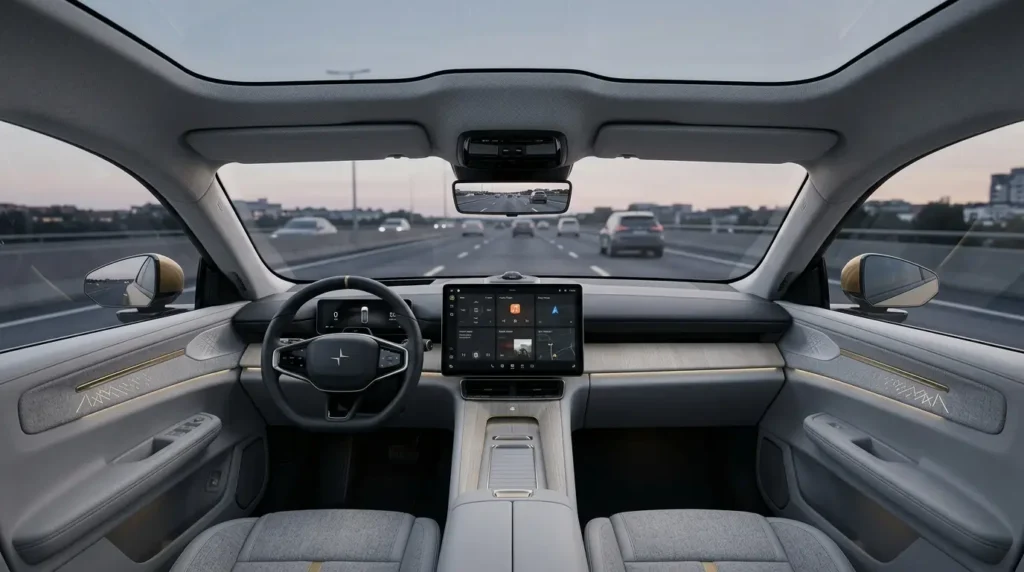 Polestar 4 digital rearview mirror and rear camera