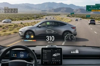 Electric vehicle displaying an estimated driving range